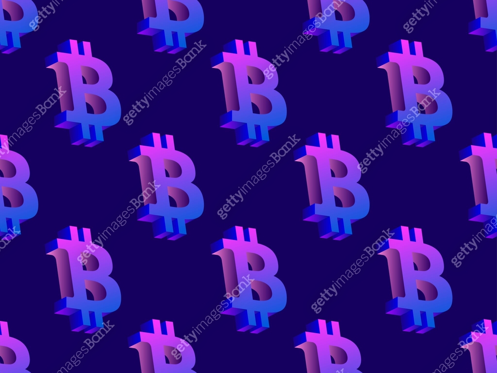 Bitcoin Gradient Seamless pattern with bitcoin symbol in 3D style. Gradient bitcoin ...