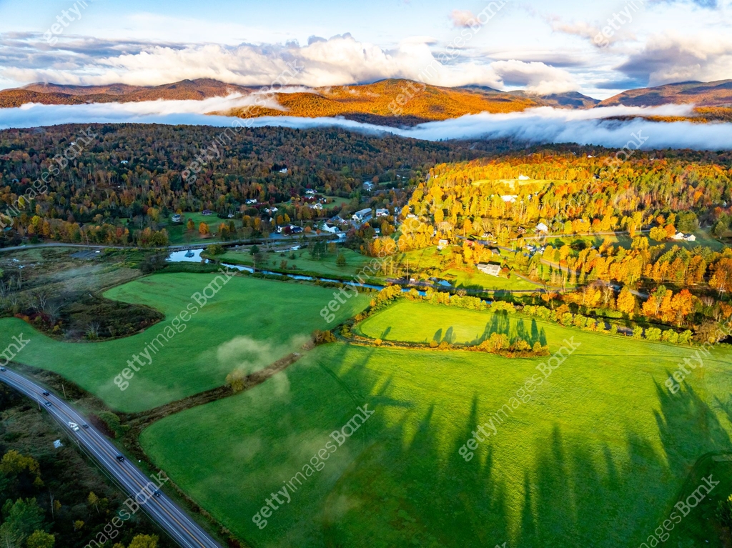 Highway Vermont Rte 100 VT-100 View in Gold Brook, Stowe, Vermont, USA ...