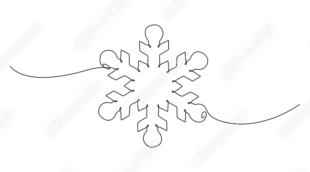 Snowflake Flourish Single Line Drawing with Copy Space 이미지 (2176233096 ...