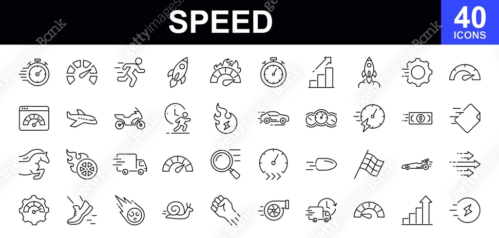 Speed Icon Sprite Speed icon set. Containing fast, slow, movement, productivity ...
