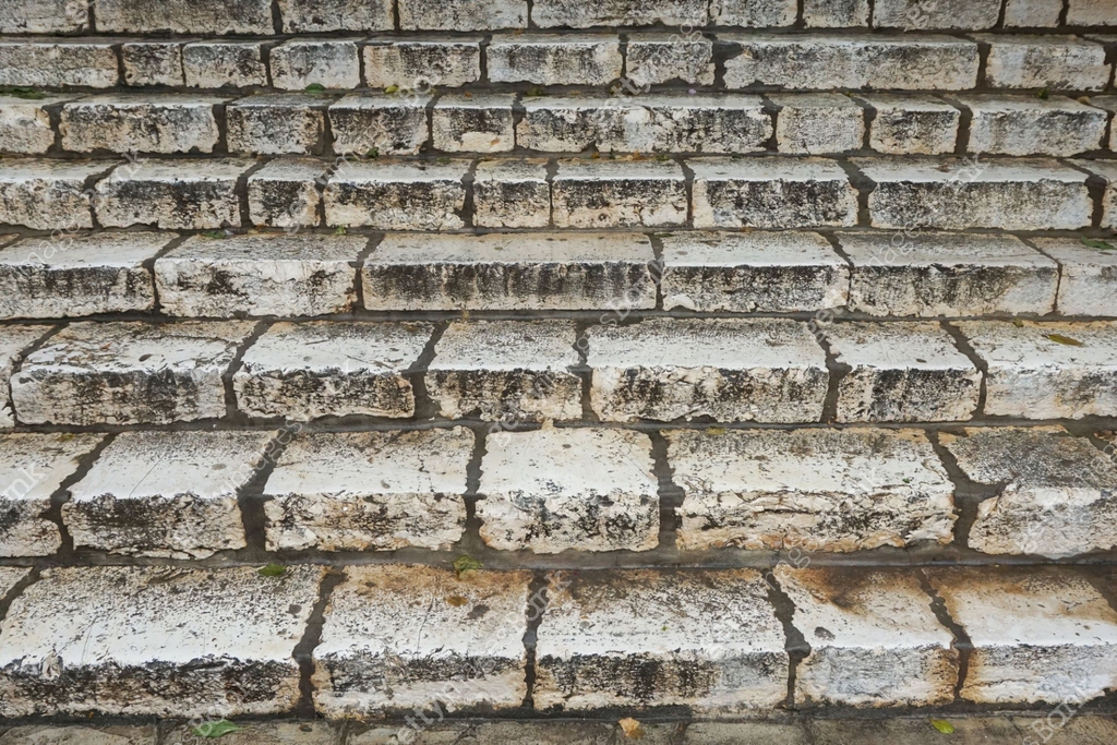 Ancient stone stairs texture. Worn, weathered blocks leading upward ...