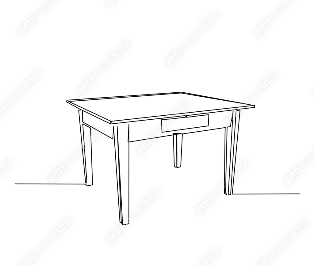 Continuous one line drawing of table home office furniture. Desk ...