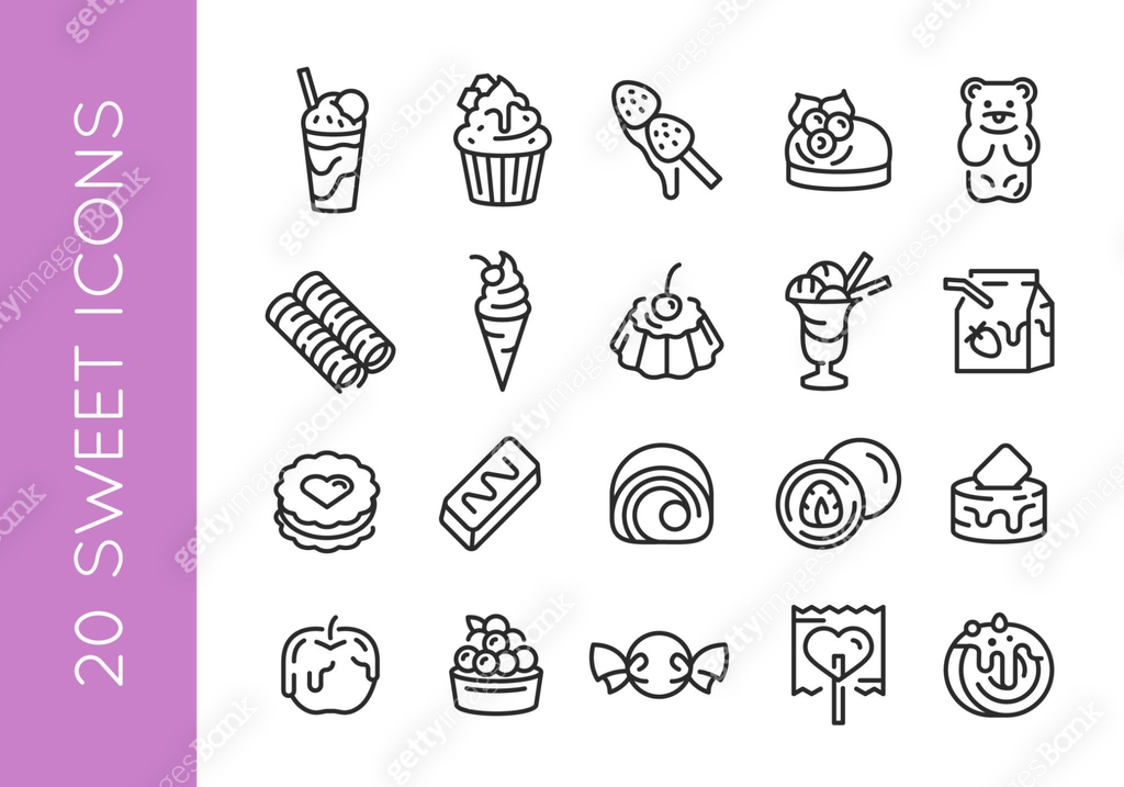 Sweet Icons - Set of 20 Dessert and Candy Icons 이미지 (2181660984) 일러스트 ...