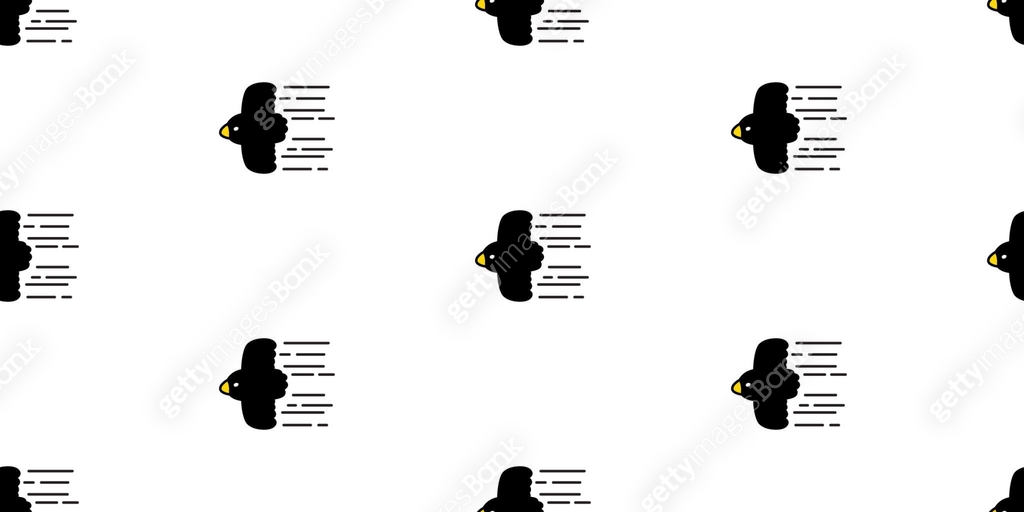 bird seamless pattern black sparrow pigeon seagull crow flying speed ...