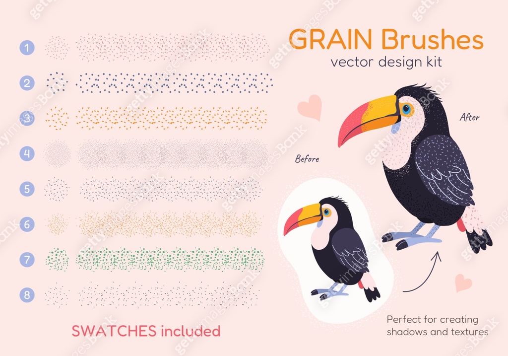 Grain scatter brushes. Set of abstract grunge textures. 이미지 (2179484015 ...