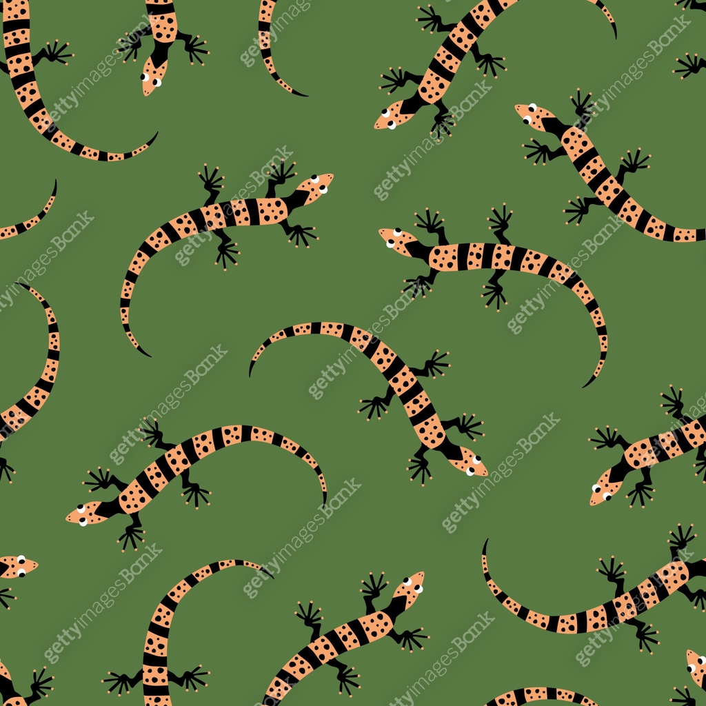 Adorable lizards hand drawn vector illustration. Cute geckos in flat ...