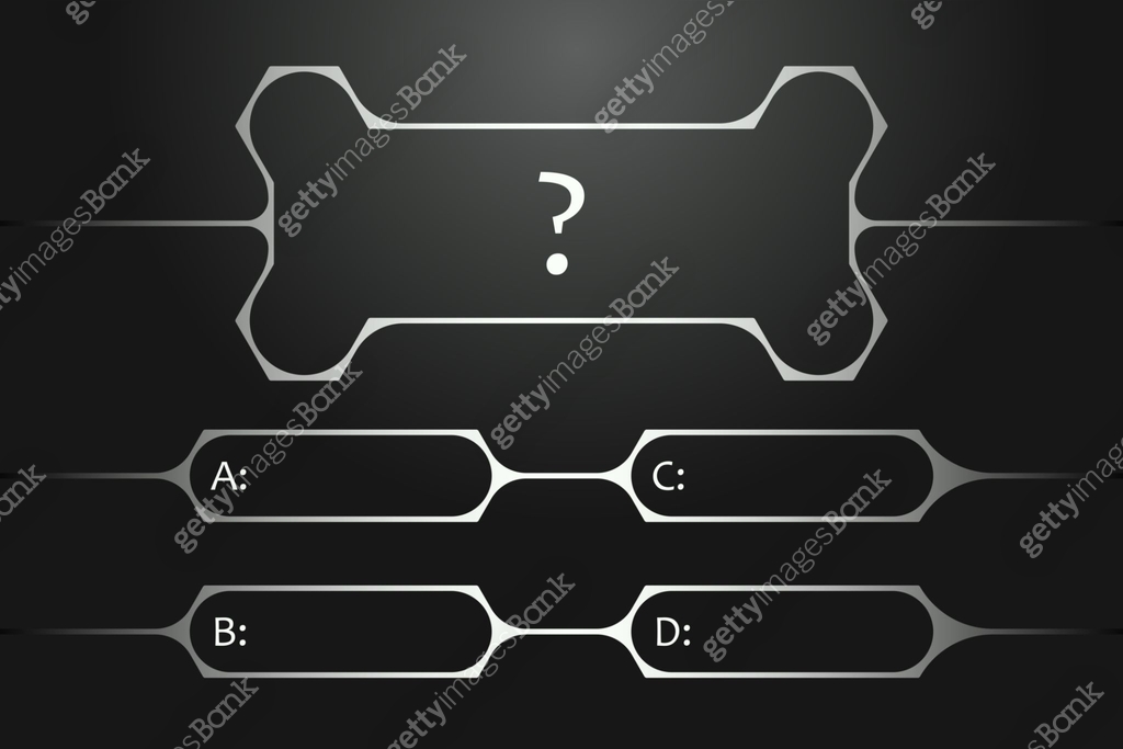Quiz template. Multiple choice, question mark, answer options ...