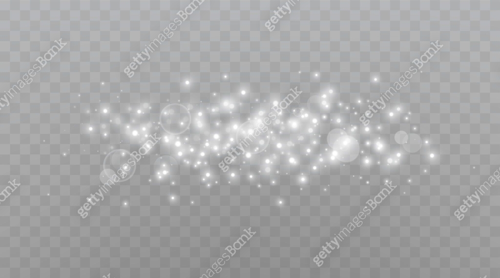 Silver magic sparks and dust stars. Glittering dots, particles ...