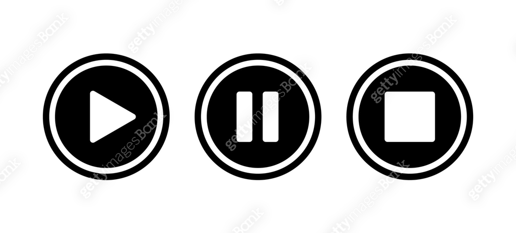 Play, Pause, Stop icons. Audio Video Media Button Symbols 이미지 ...