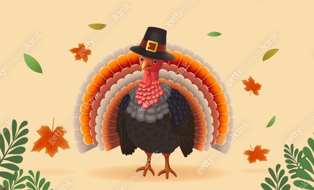 Thanksgiving day banner. Holiday background with realistic 3d turkey ...