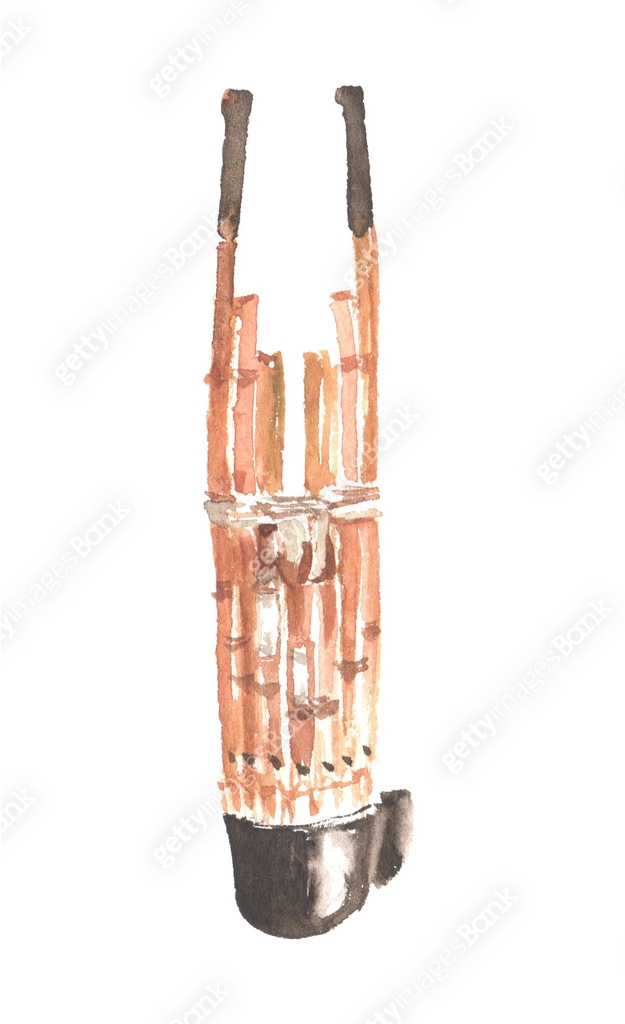Illustration of the Japanese musical instrument Sho drawn with ...