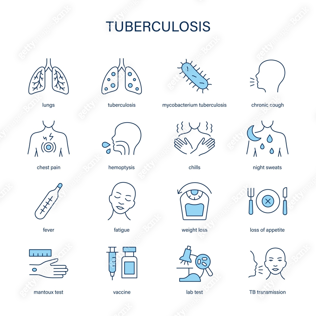 Tb Lab Icon Tuberculosis symptoms, diagnostic and treatment vector icon set ...