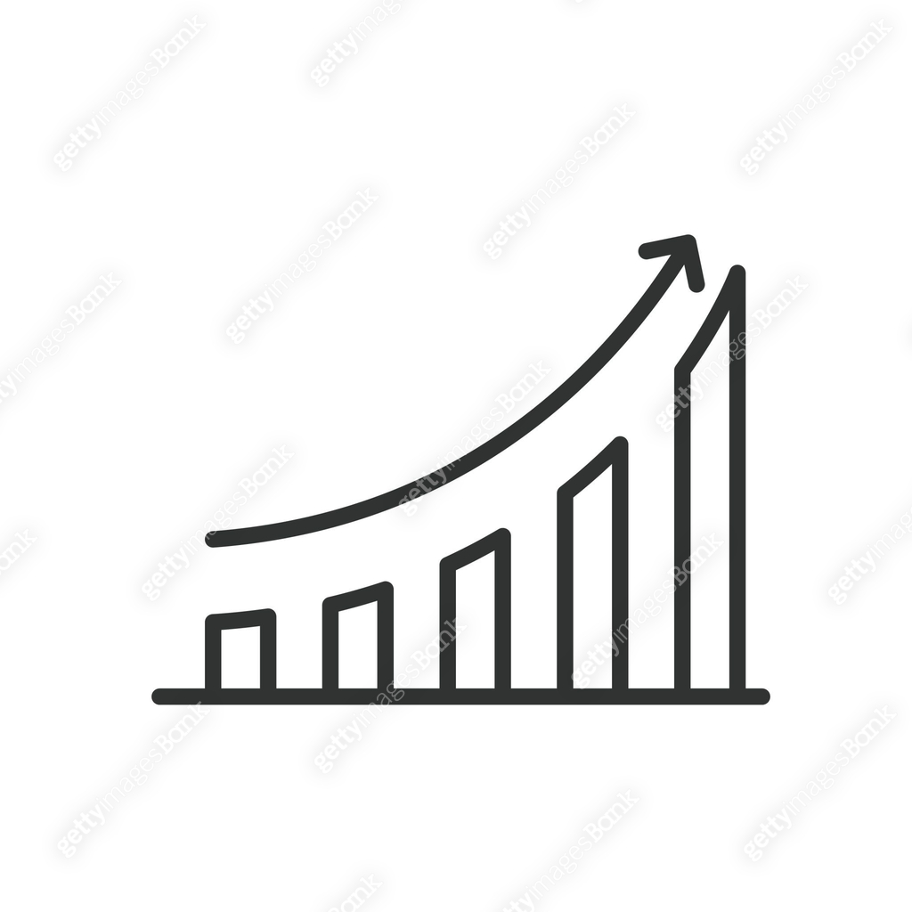 Exponential Growth Curve Graphic, icon in line design. Exponential ...