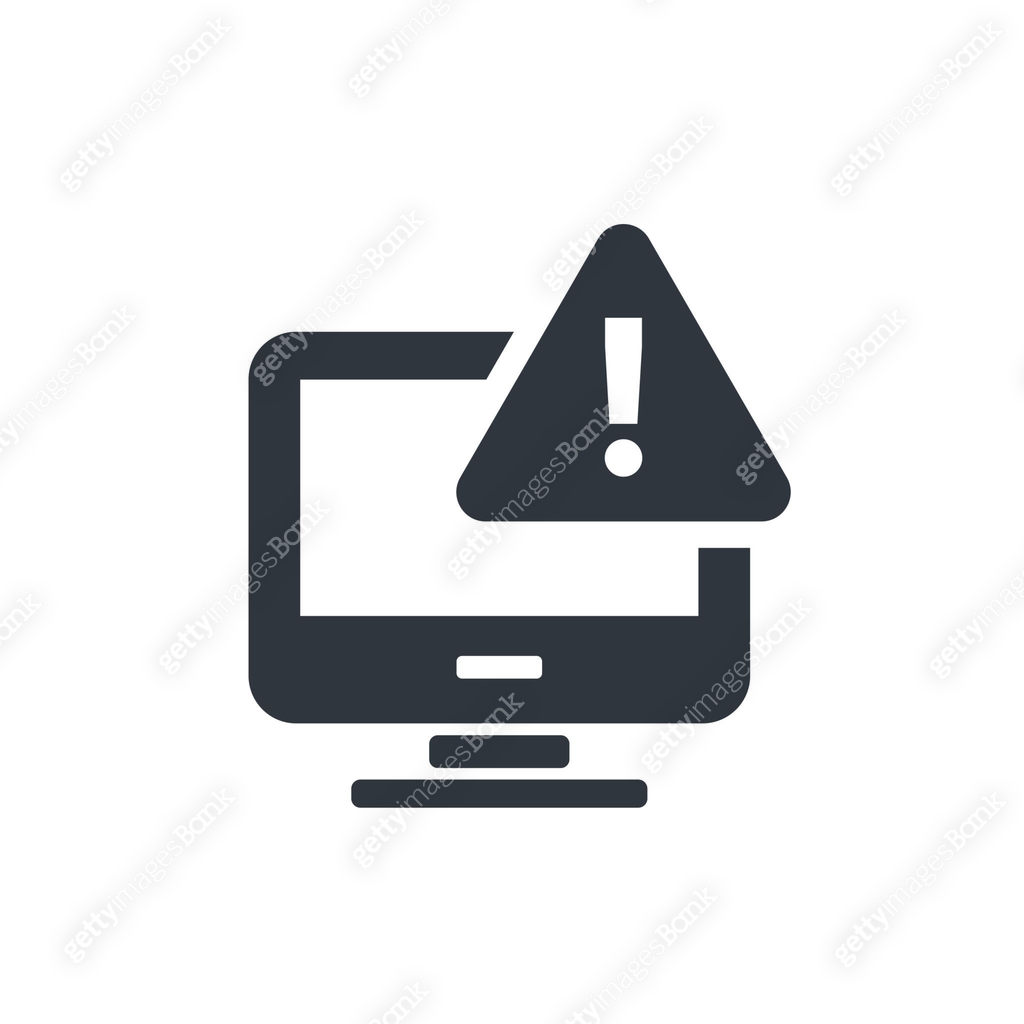 Computer error message icon, logo, vector. Warning line icon. Attention ...
