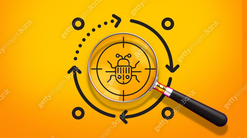 Bug Target Identification Bug Detection and Resolution Process Icon with Magnifying Glass, Target ...