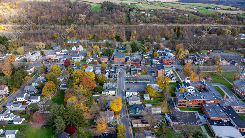 Sortlandny Aerial photo of fall foliage surrounding the Village of Homer, Cortland ...