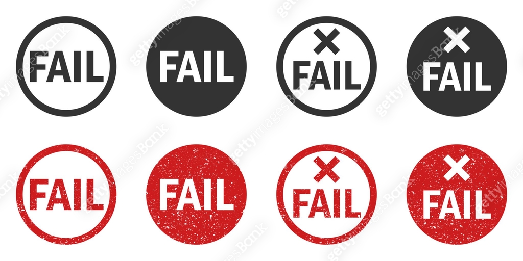 Fail stamp icons in bold black, red, and grunge textures, vector. 이미지 ...