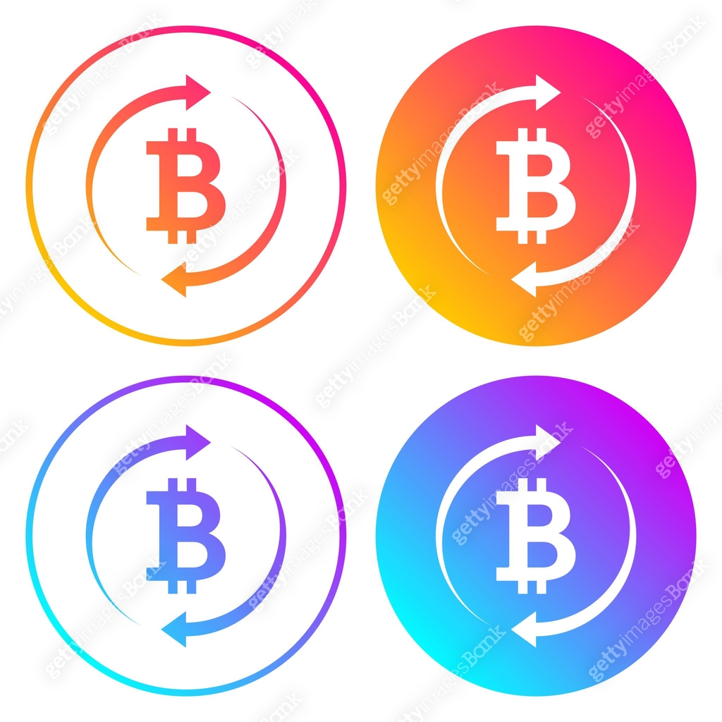 Bitcoin Logo Inverted Colours Change and transfer Bitcoins. Round icons with color gradients 이미지 ...