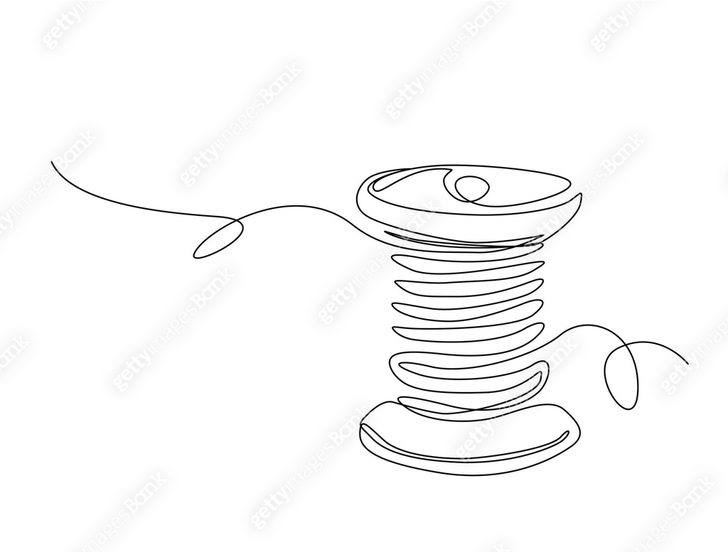 Continuous one line drawing of textile spool of thread . Spool of ...