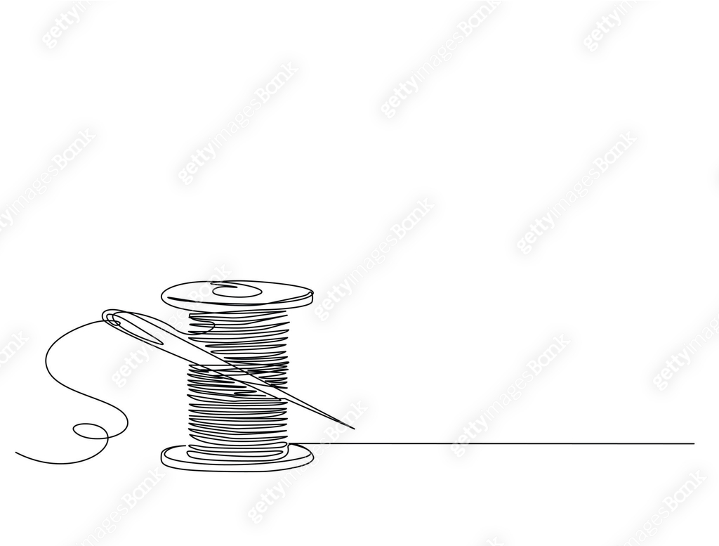 Continuous one line drawing of textile spool of thread . Spool of ...