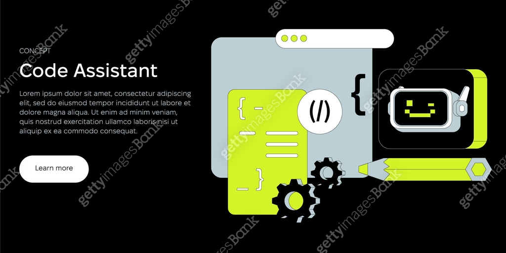 Small Bot Coding Programming concept. Chat bot made with neural network technology ...