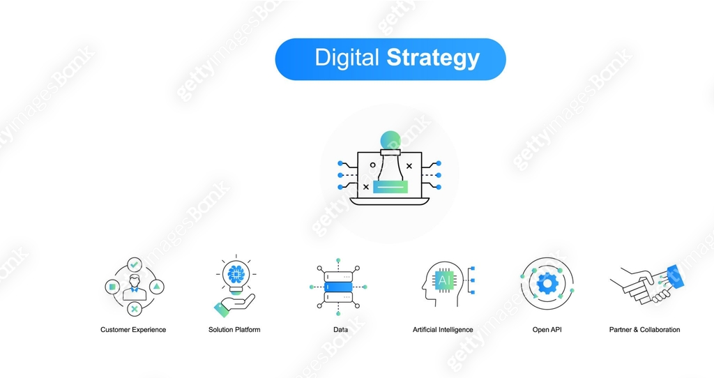 Digital Strategy Icons. Empowering Digital Transformation. The Building ...