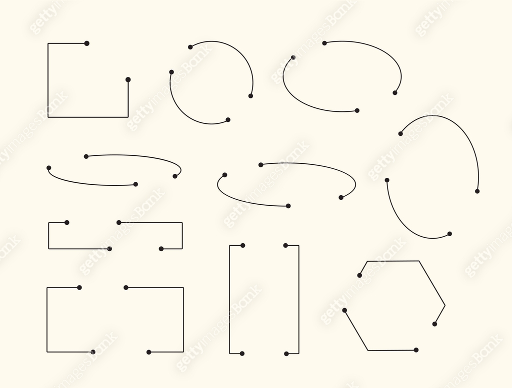 Set of Simple geometry line elements vector illustration 이미지 ...