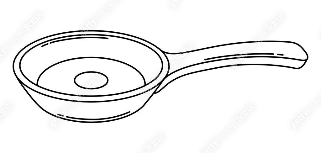 Illustration of frying pan. Stylized kitchen object for cooking recipe ...