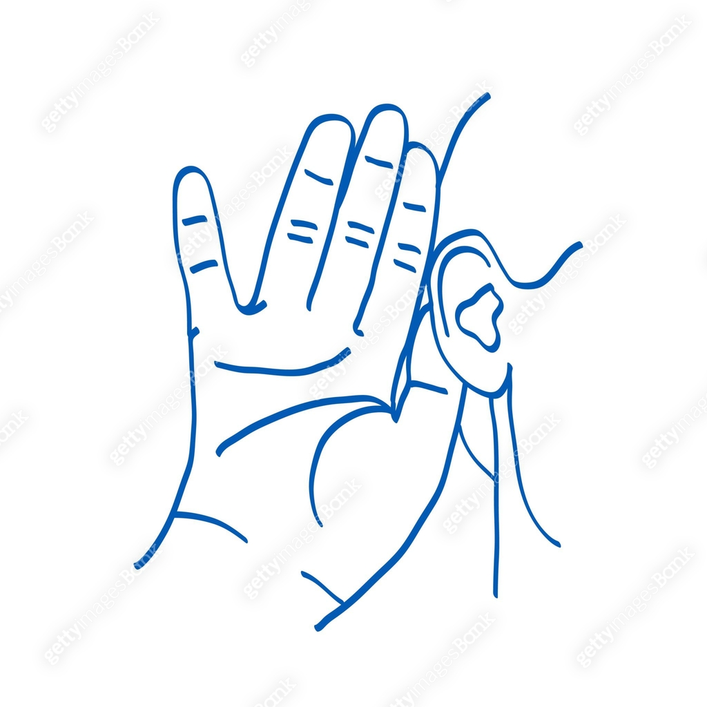 Gesture. Hand near ear. Sign language. Vector illustration. Index ...