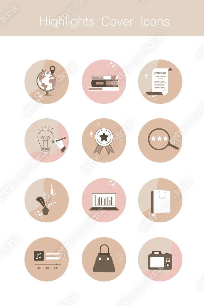 Highlights line icon set. Stories covers simple icons. Highlights for ...