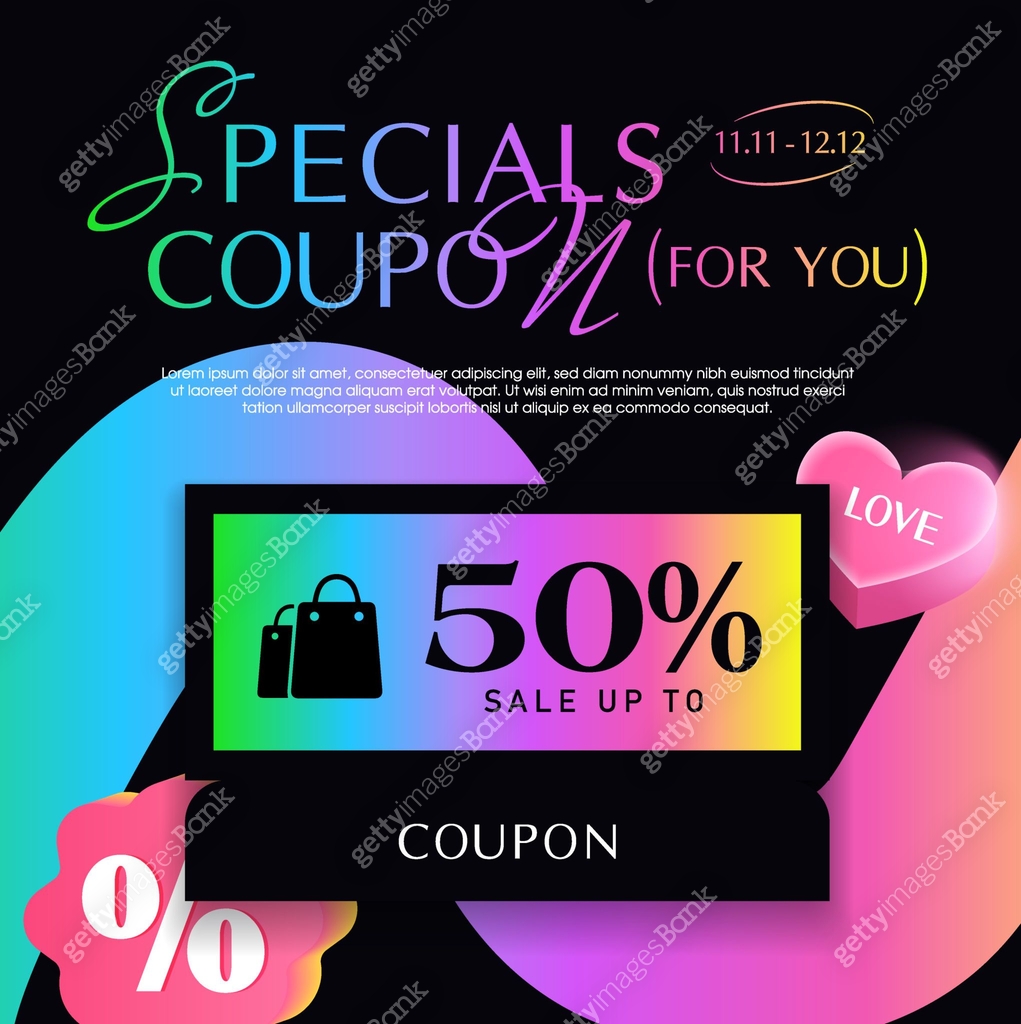 Gradient coupon banner template with coupon code, shopping icon ...