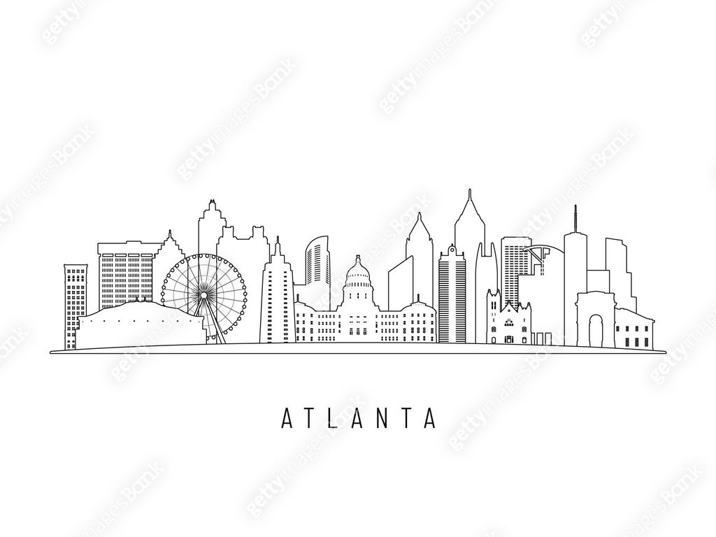 Detailed Atlanta skyline vector illustration. Atlanta buildings in line ...