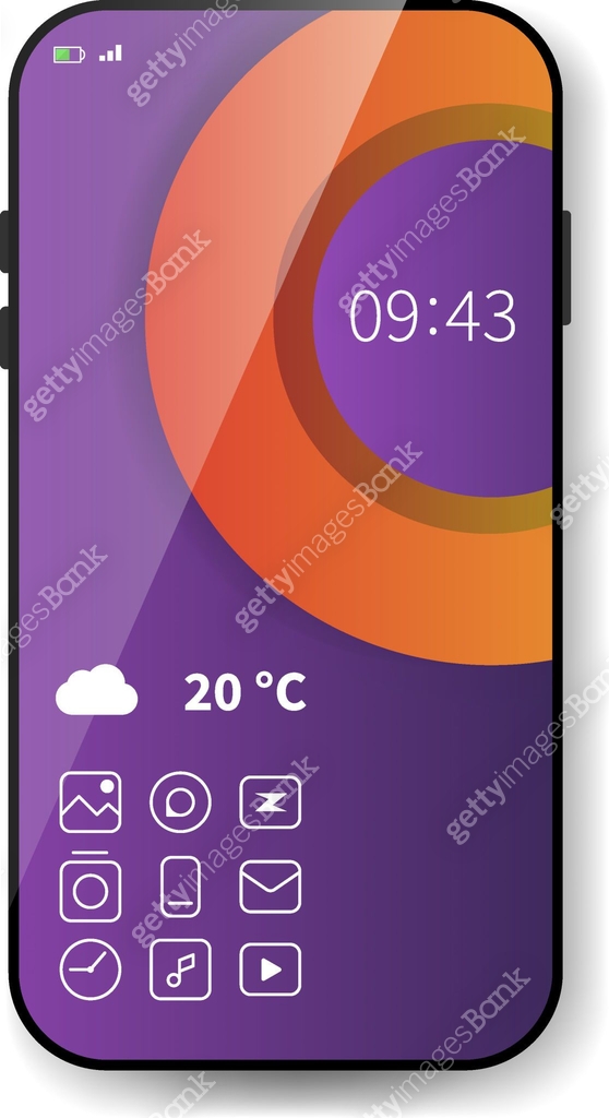 Modern Gradient Home Screen Interface With Circular Design And App ...